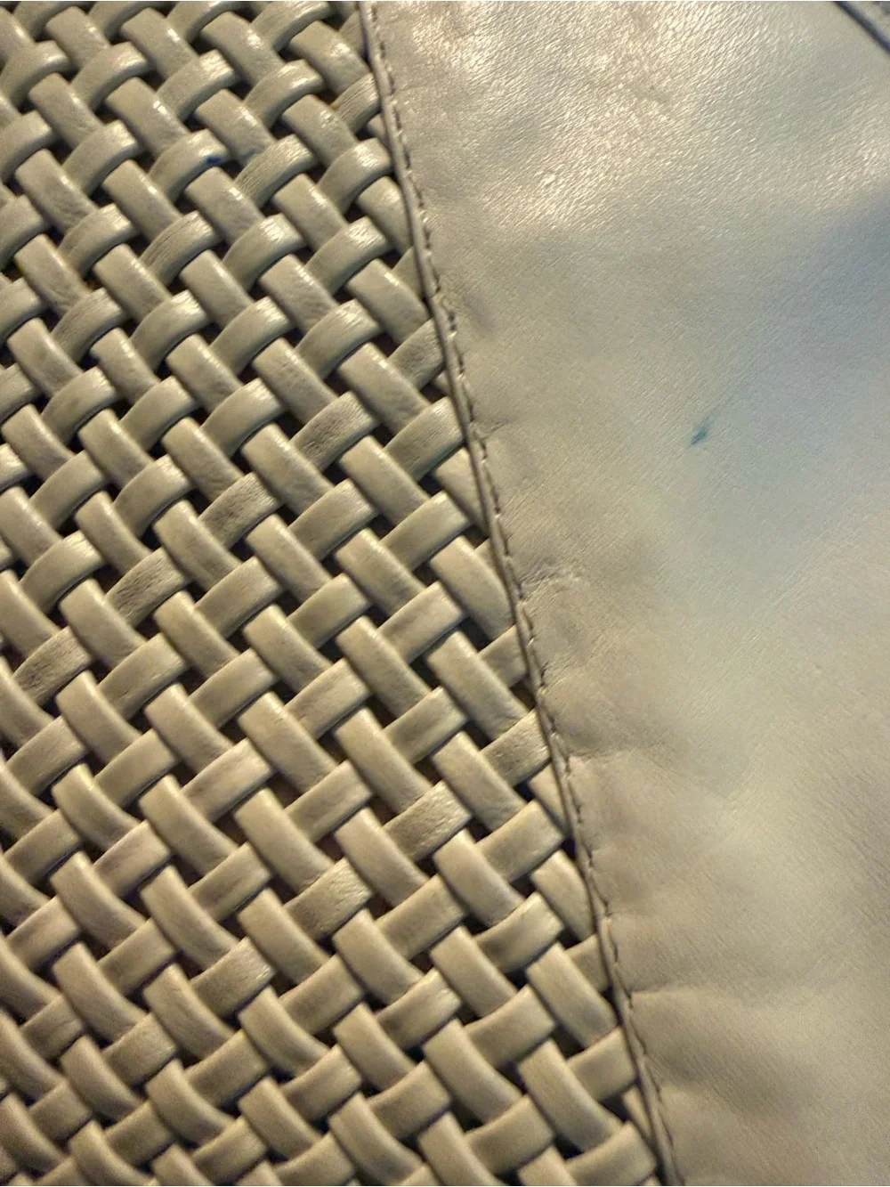 Etienne Aigner White Woven Leather Wristlet Clutch Zip Pouch Gold Logo